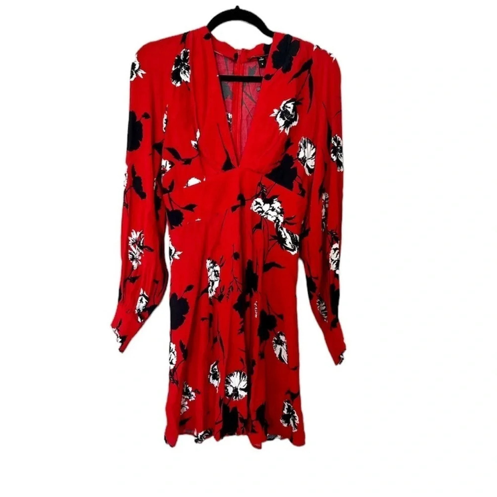 Yumi Kim Shore Thing Dress Long Sleeve V-Neck Floral Print Flowy Dress Sz S NWT